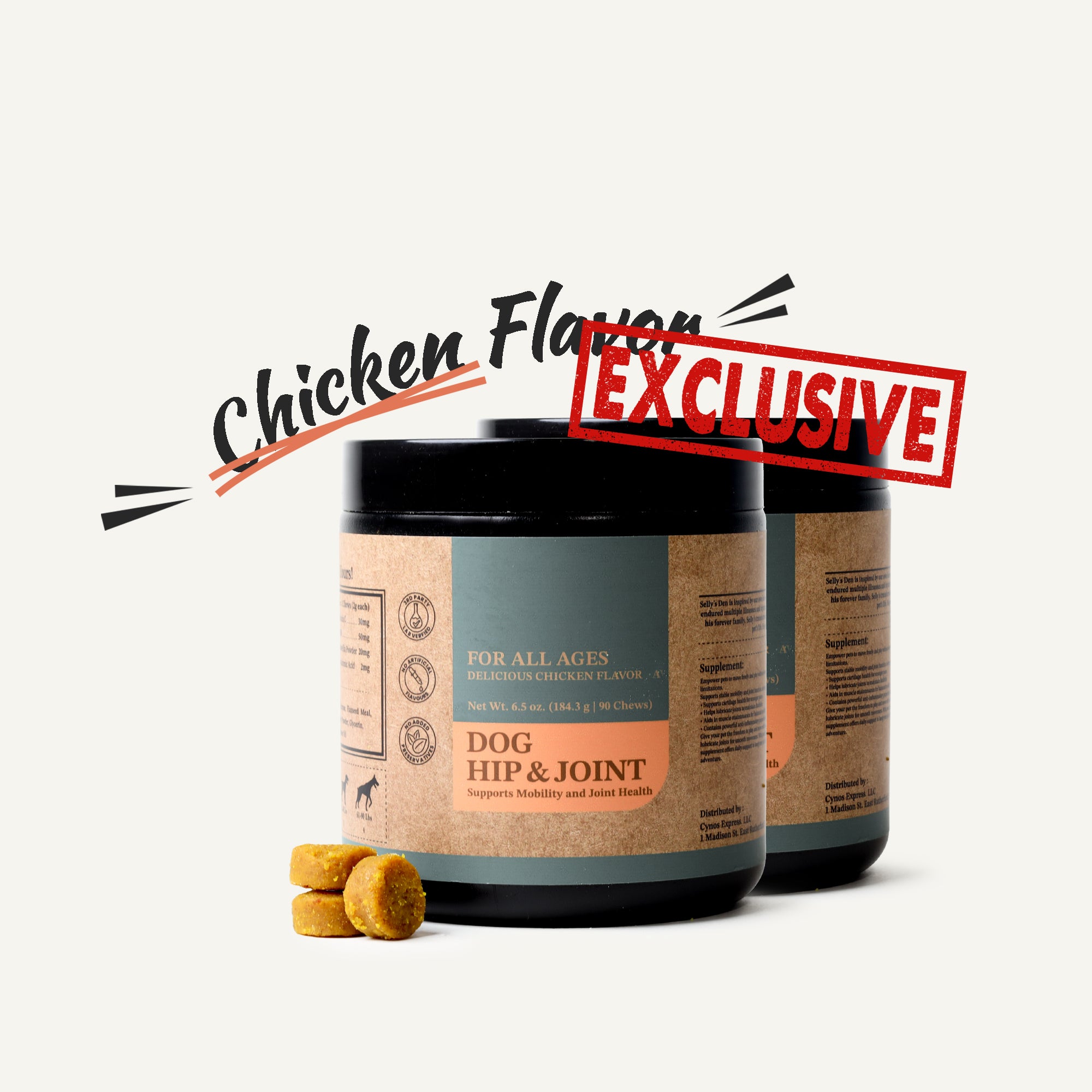 Hip & Joint Supplement Chews for Dogs - 2 Pack (180 ct)