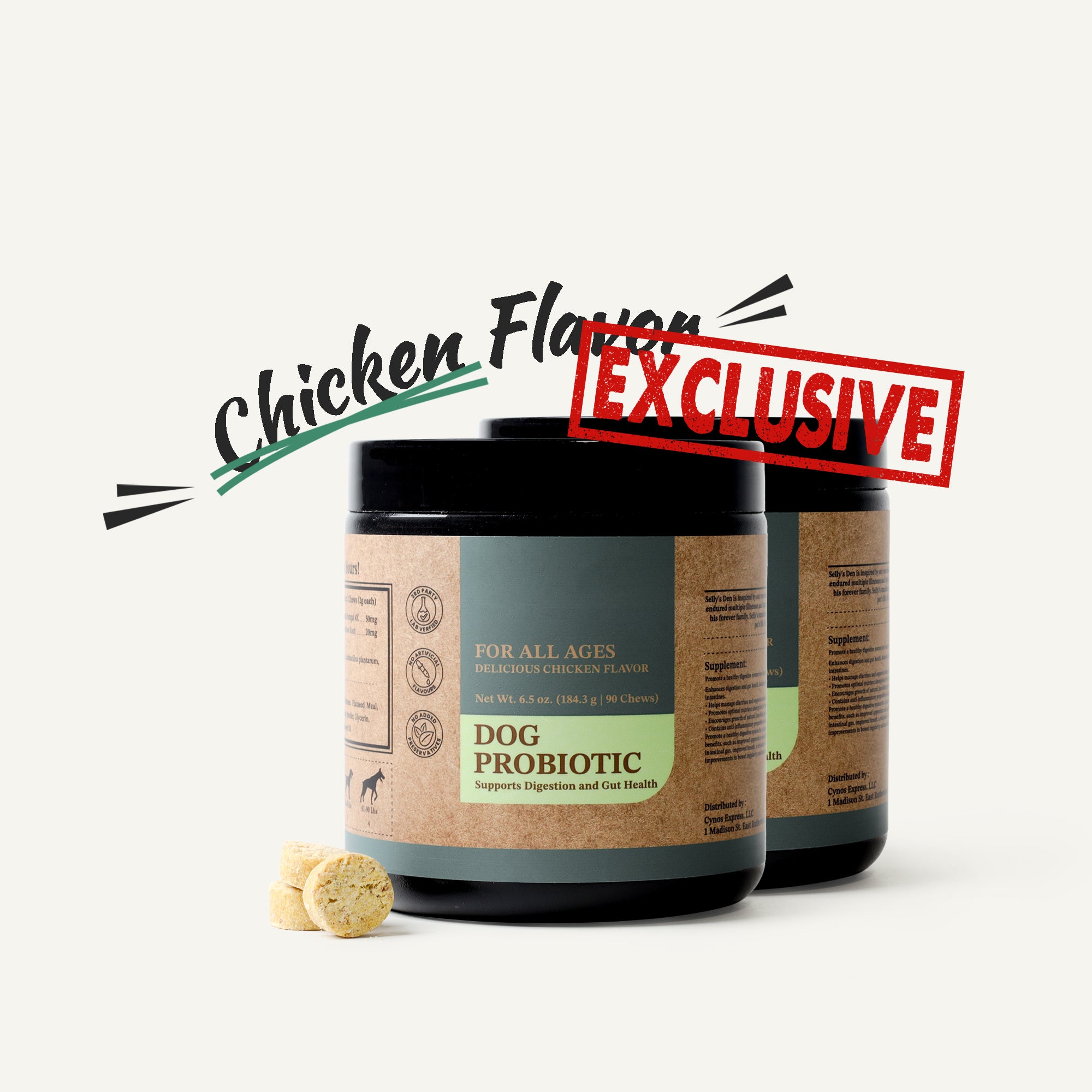 Probiotics Supplement Chews for Dogs - Chicken Flavor - 2 Pack (180 ct)