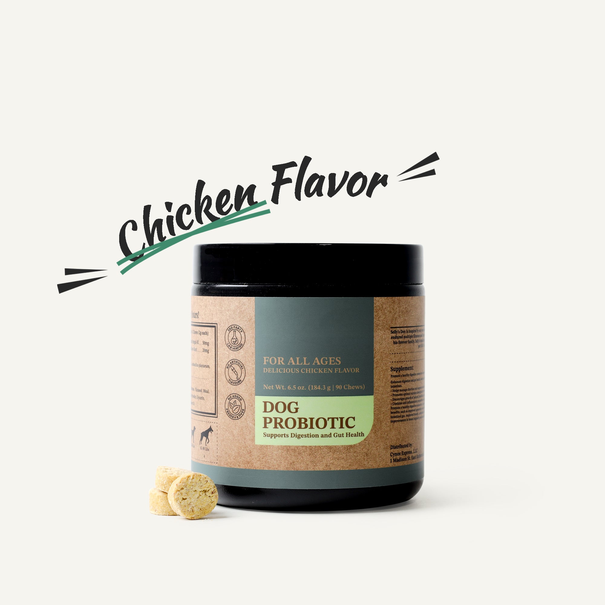 Probiotics Supplement Chews for Dogs – Chicken Flavor (90 Ct)