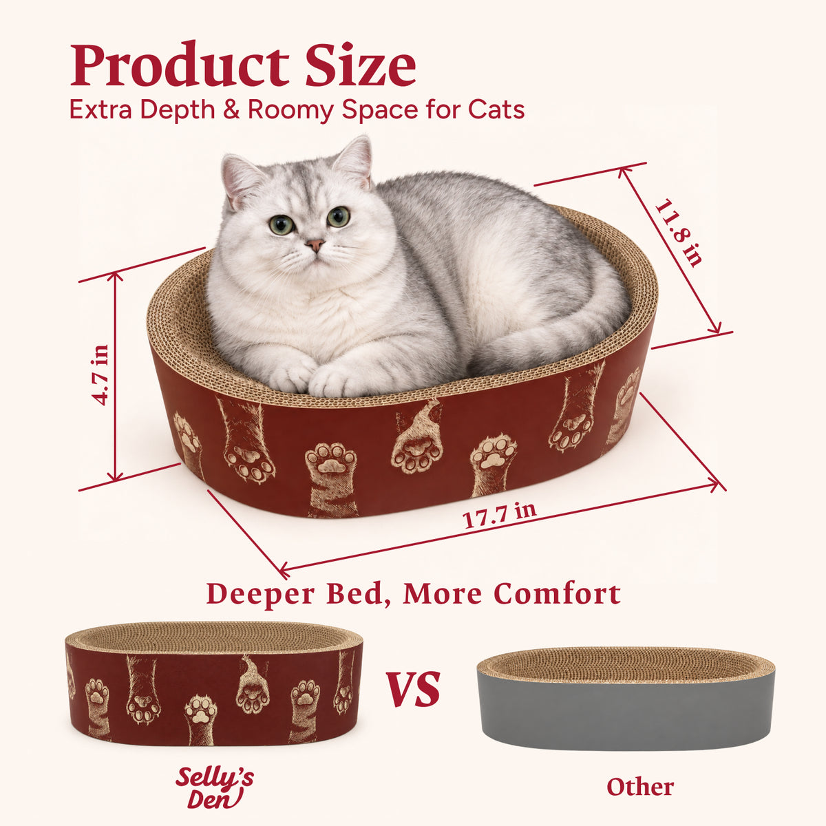 Selly's Den oval cat scratcher bed detail 3