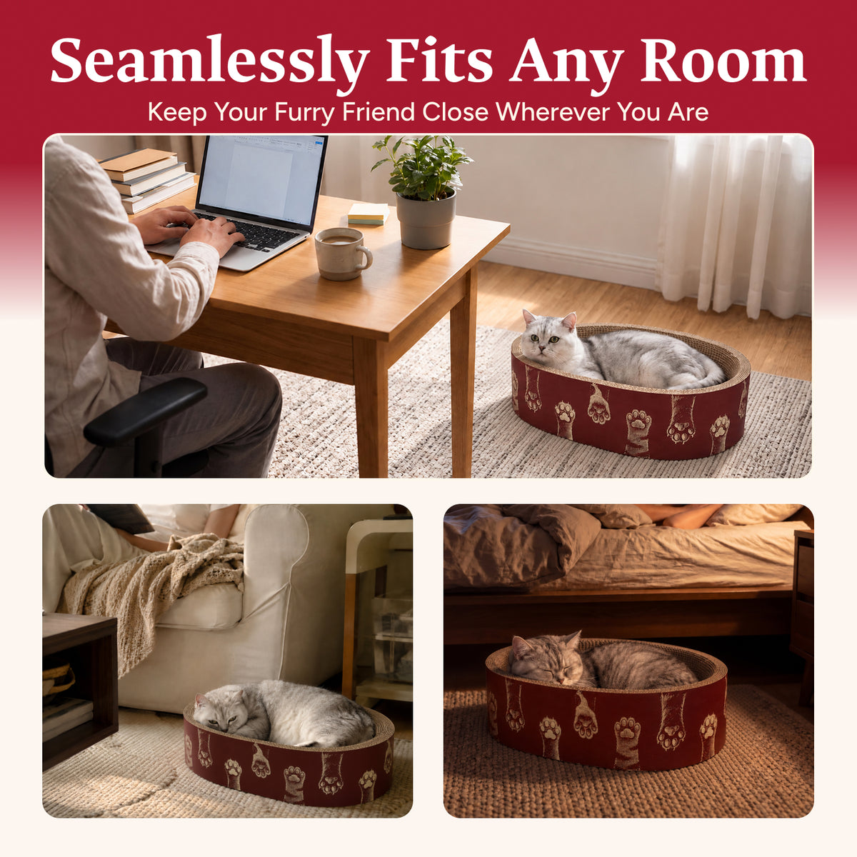 Selly's Den oval cat scratcher bed detail 6